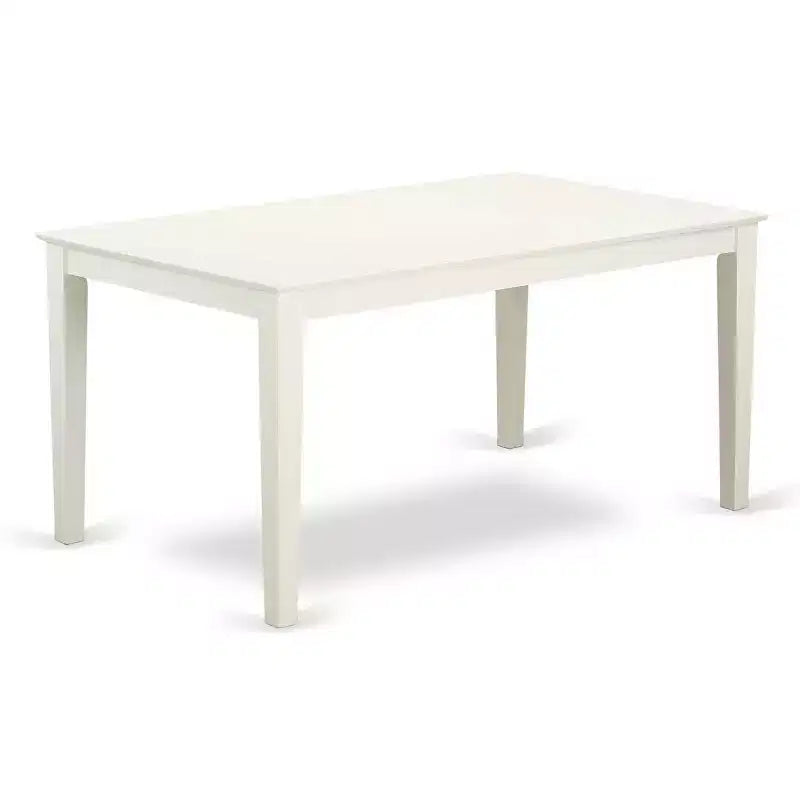 5-Piece Rectangle Linen White Finish Solid Wood Top Dining Table with 4 Parson Chair