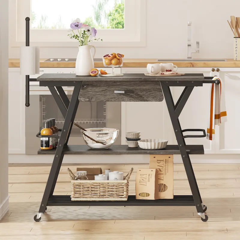 41.7 inch Wide Rolling Kitchen Island with Drawer