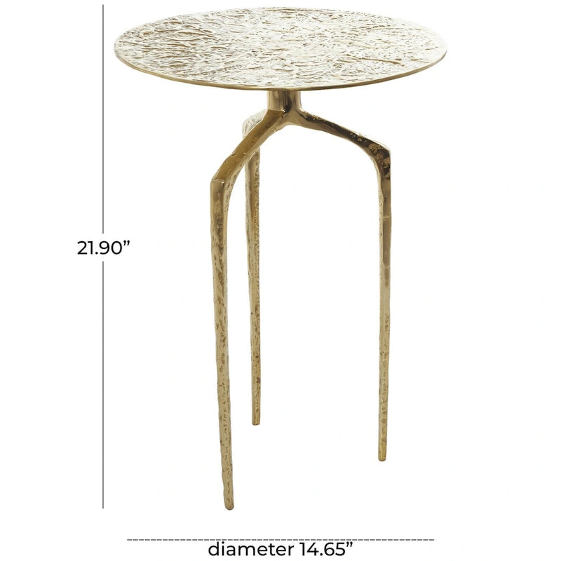 Aluminum Metal Geometric Slim Textured Side End Accent Table