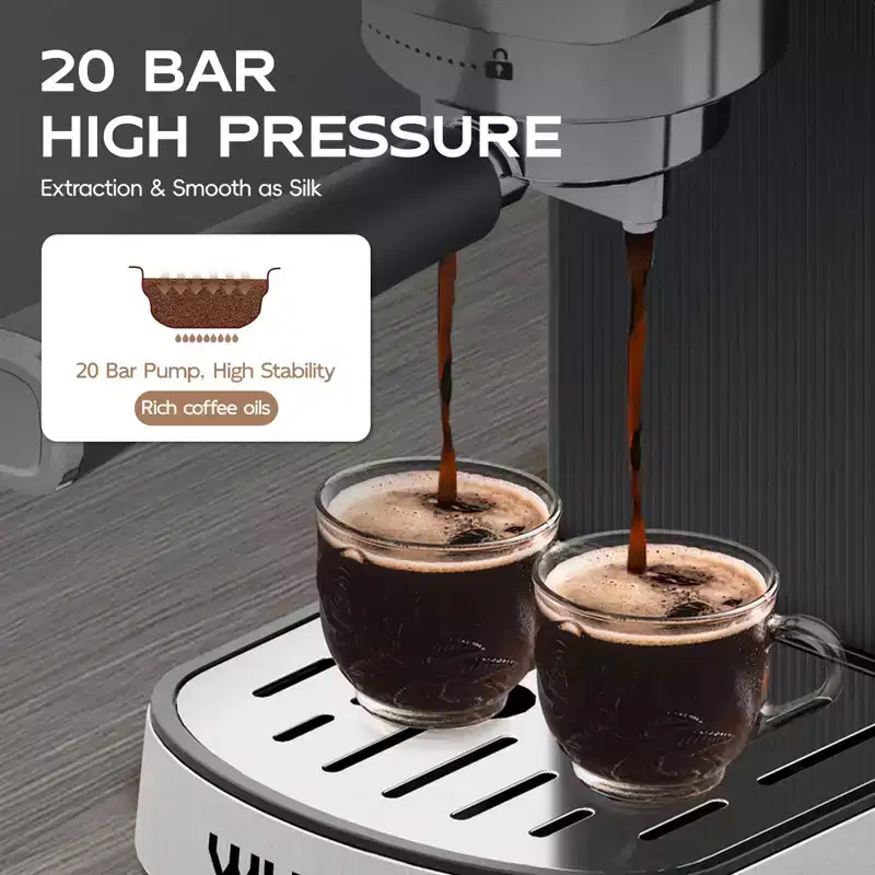 WHALL Touchscreen Espresso Machine 20 BarEspresso Coffee Maker with Milk Frother Steam Wand, Stainless Steel