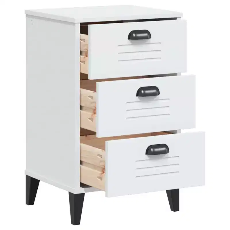 vidaXL Bedside Cabinet Accent End Table Bedroom Furniture Engineered Wood - White Anthracite Gray