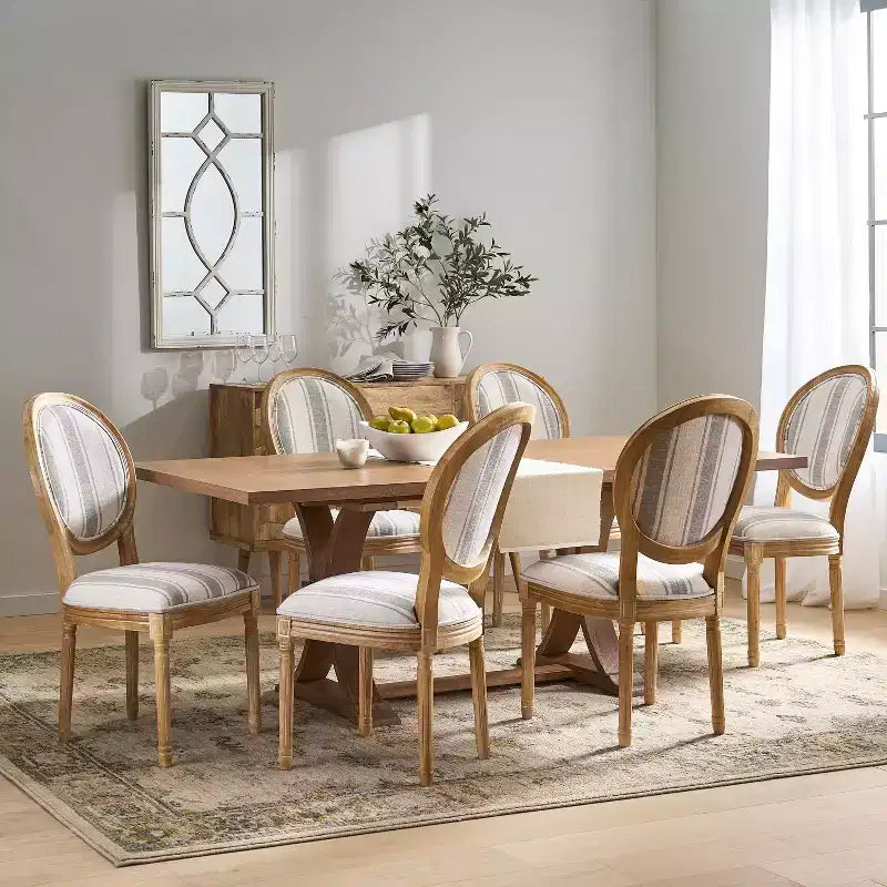 Christopher Knight Home Derring 7 Pieces French Country Upholstered Wood Expandable Dining Set
