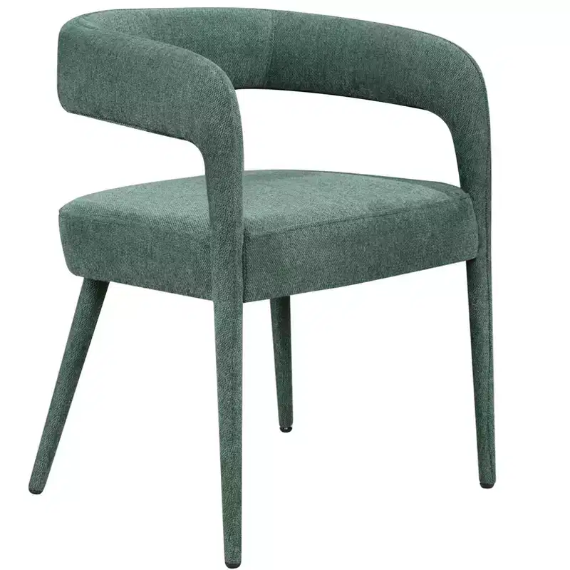 HomeRoots Set of Two Green Upholstered Linen Open Back Dining Side Chairs