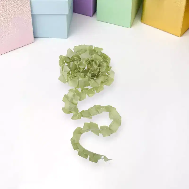 Unique Bargains Ribbon Crinkle with Double Ruffle Hem Polyester 35.83x0.98 1 Pc