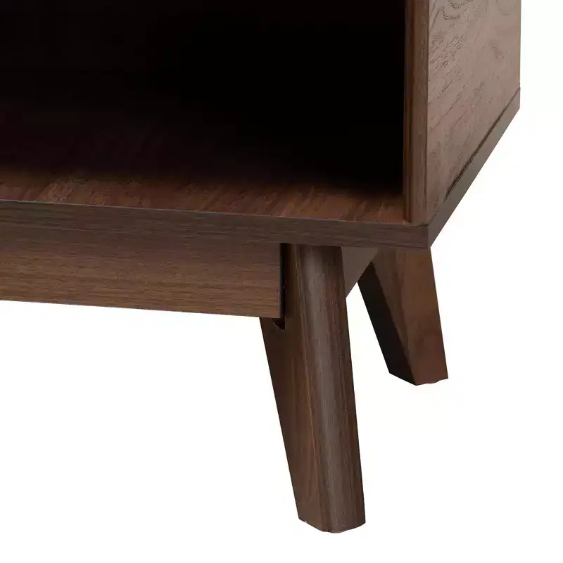Baxton Studio Delaire Mid-Century Modern Walnut Brown Finished Wood Shoe Cabinet