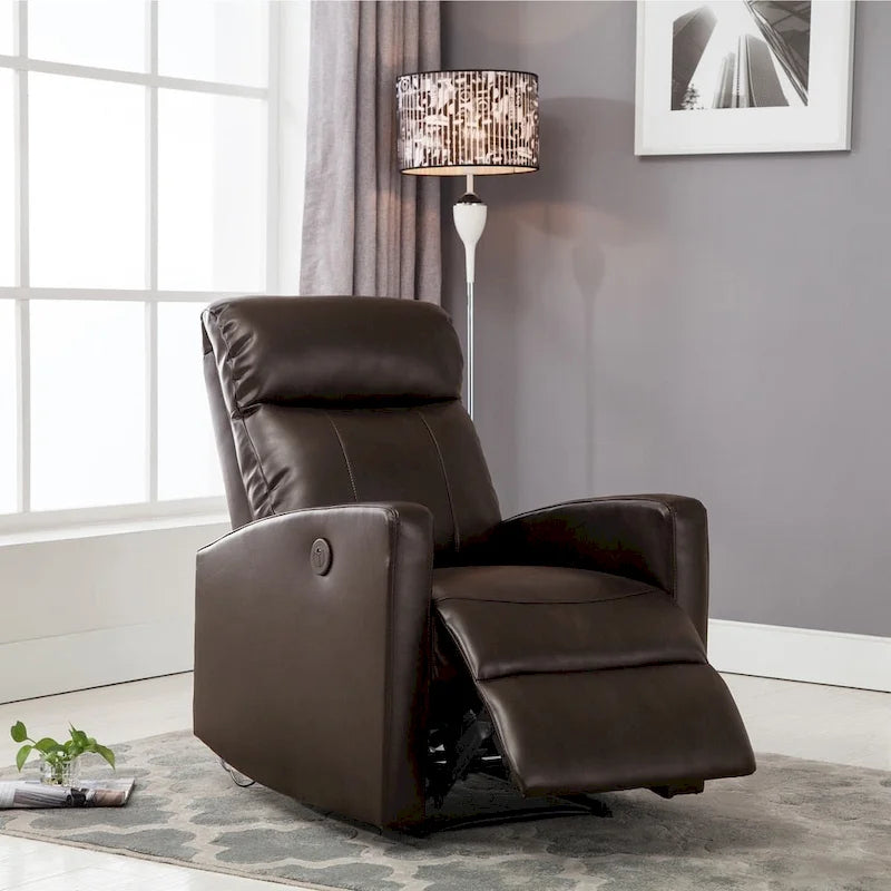 Modern Faux Leather Small Powered Reading Recliner