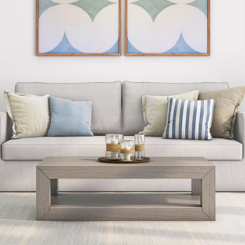 Modern Rectangular Coffee Table with Shelf