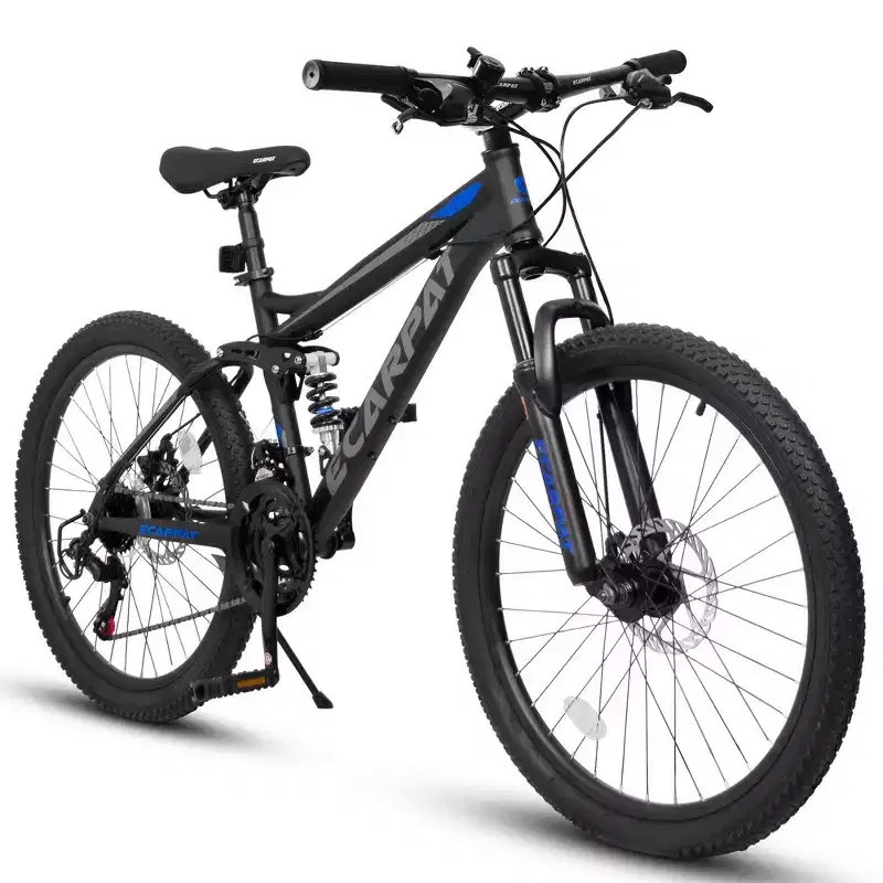 Whisen 27.5 Inch Full Suspension Mountain Bike, Front and Rear Dual Shock Absorbers, Mechanical Disc Brakes, 21-Speed