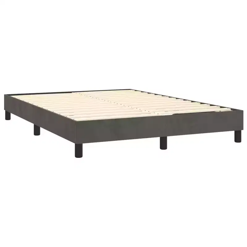 Bed Frame Dark grey Velvet (100% polyester), Plywood, Engineered Wood