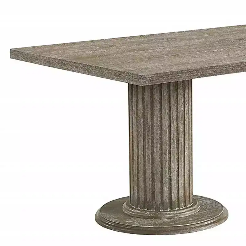 84" Gabrian Dining Table Reclaimed Finish: Double Pedestal, 8 Seats - Acme Furniture