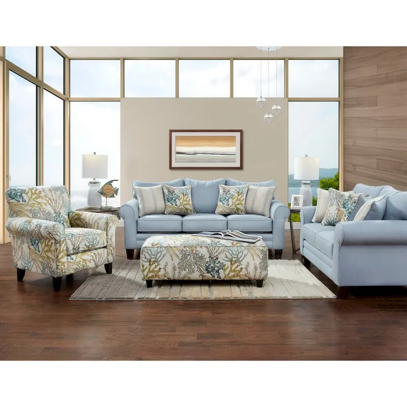 Labyrinth Sky Round Arm Stationary Sofa