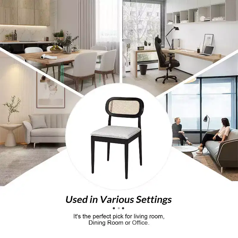 Hartmut Modern Ratten Dining Chair Set of 2 with Solid Wood Legs ART OF LIVING DESIGNS