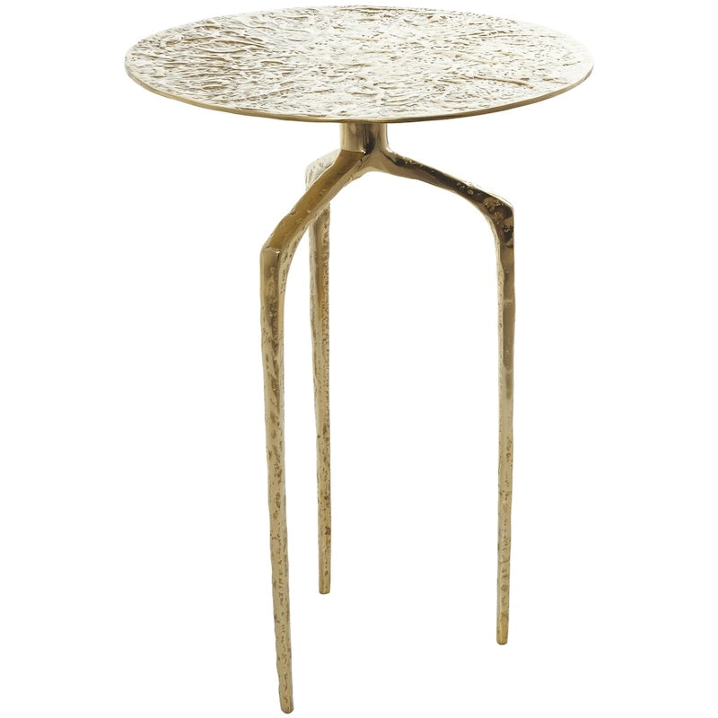 Aluminum Metal Geometric Slim Textured Side End Accent Table