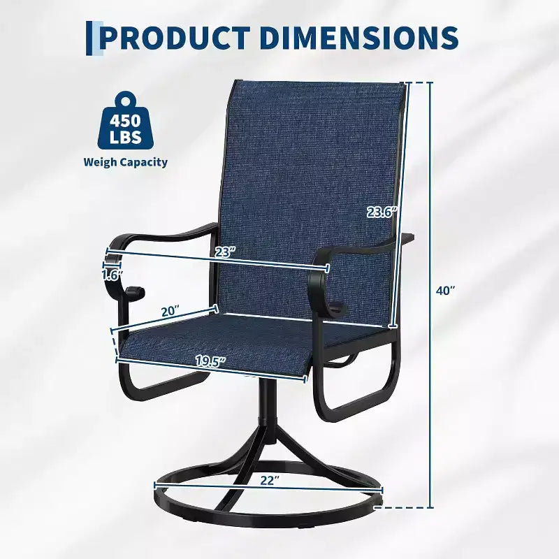 Patio 360Swivel Chairs Set of 2Outdoor Rocking Dining Chairs, Deck Rocker Seat with High Back for Backyard, Poolside, Lawn, Porch or Garden