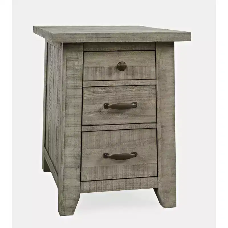 Solid Pine Chairside End Table with USB Charging 31''H x 18''W x 24''D