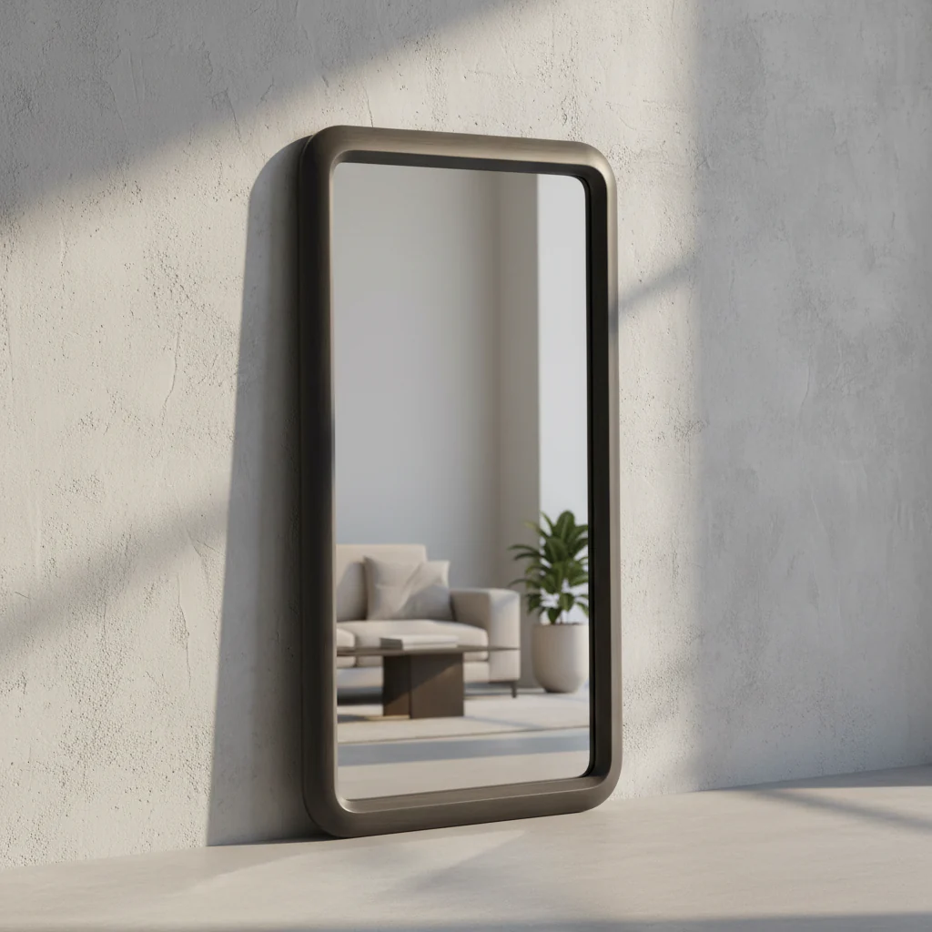 Framed Wood Wall Mirror, 17x32, Gray