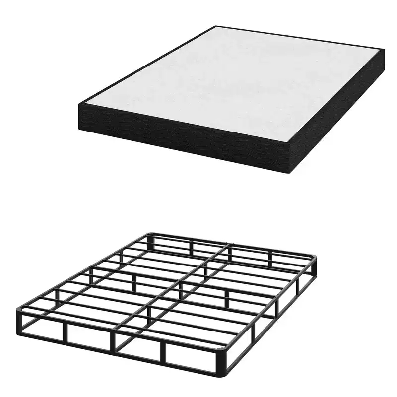 5/9 Inch Queen Metal Box Spring with Round Corners - Heavy Duty Mattress Foundation with Steel Slats, Noise-Free, Easy Assembly, Black
