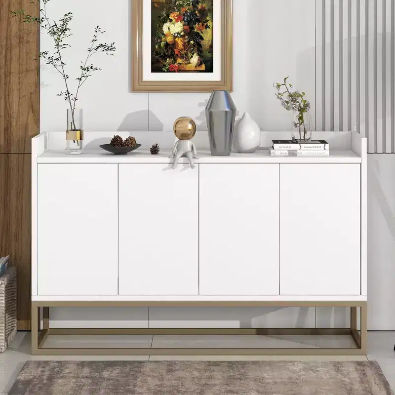 Elegant Sideboard Cabinet, Bufft Cabinet with 4 Doors and 4 Shelves, Storage Cabinet for Living Room, Dining Room, Kitchen