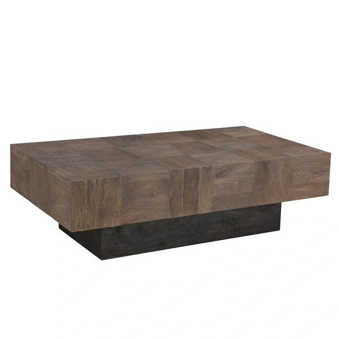 59 Dark Brown and Black Solid Wood Rectangular Coffee Table