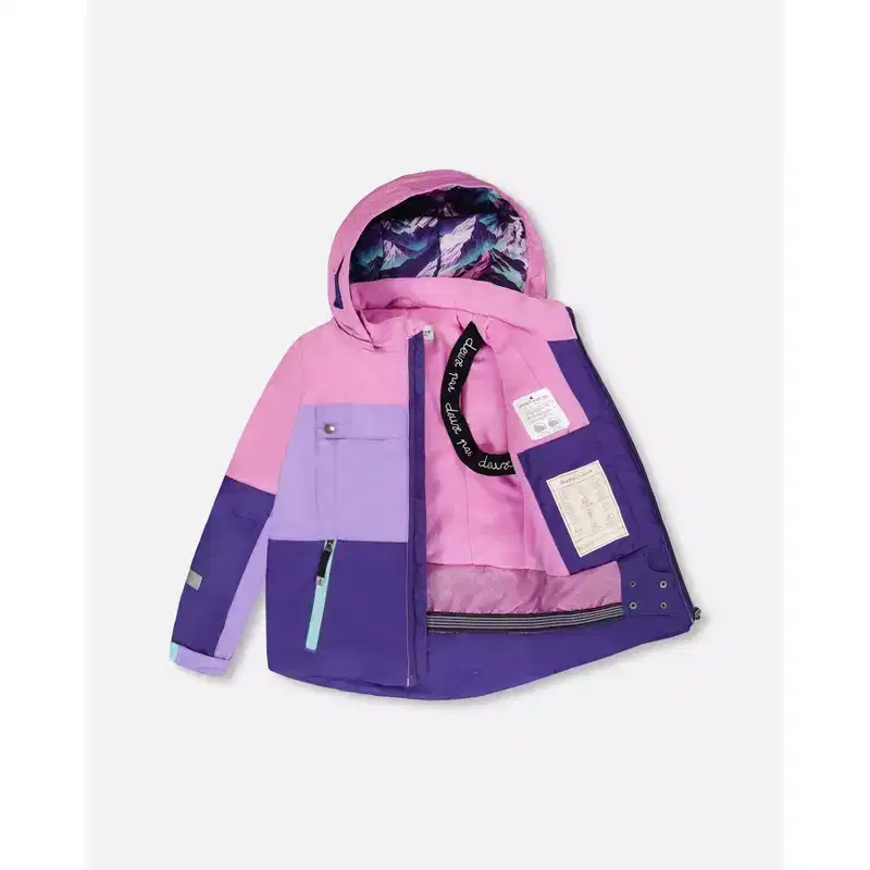 Deux par Deux Girl Two-Piece Teknik Snowsuit Purple Mountain Print