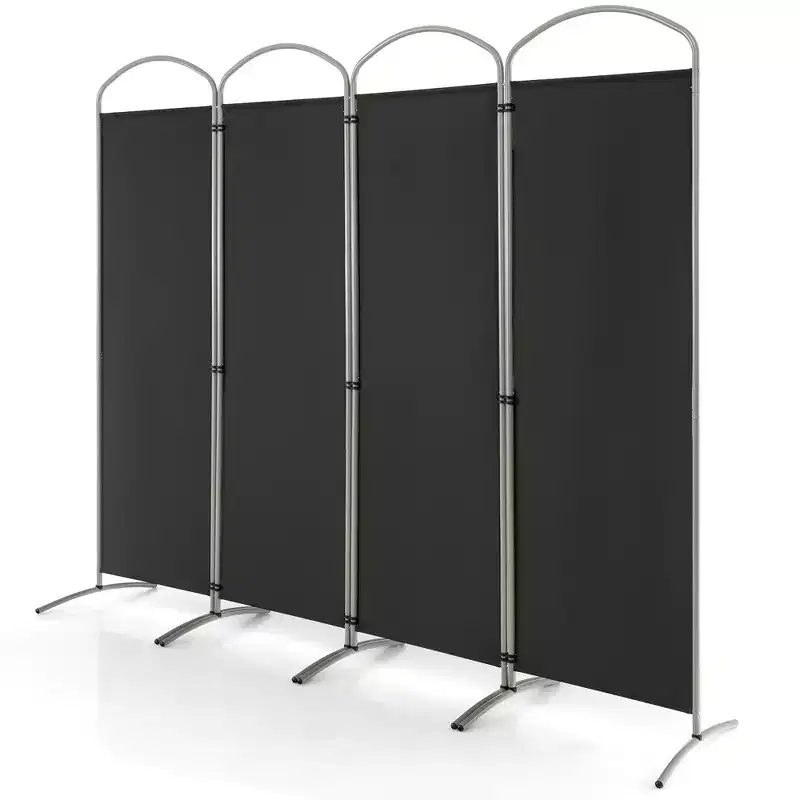 4-Panel Folding Room Divider 6 Ft Tall Fabric Privacy Screen