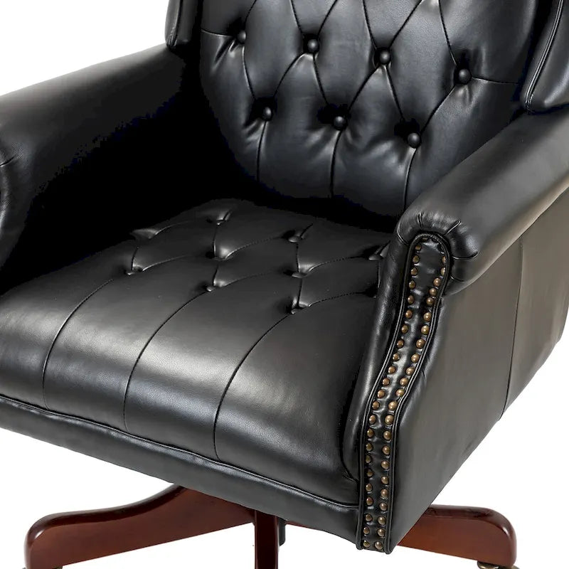 Modern swivel executive chair with tufted backrest