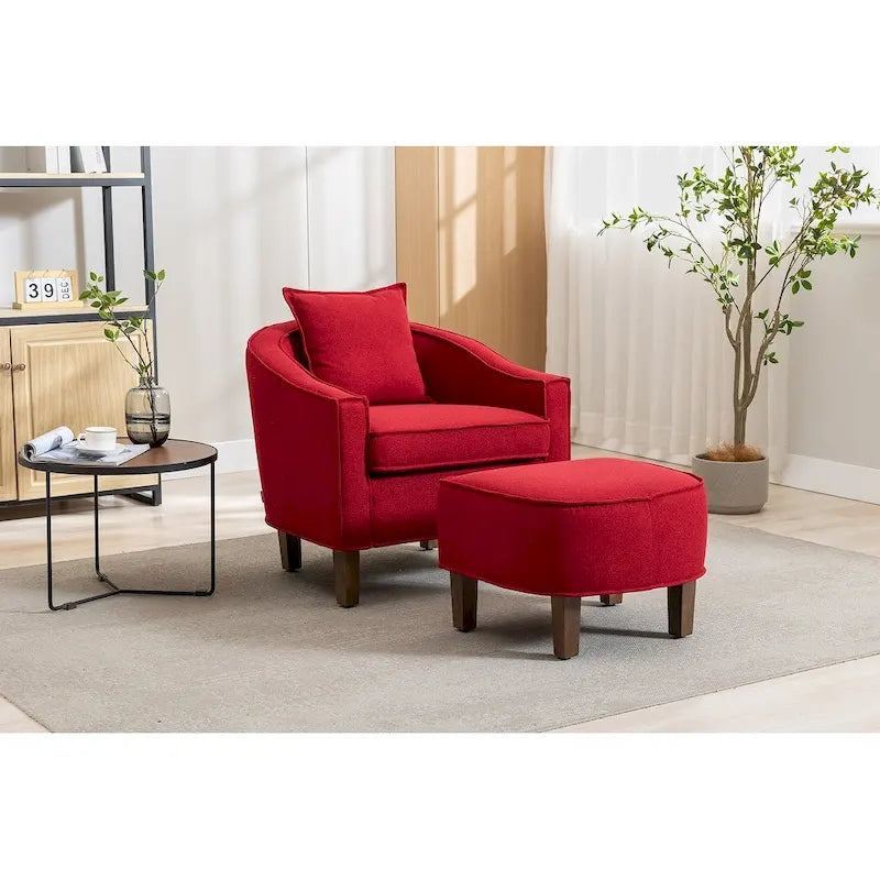 Mid-Century Modern Club Accent Chair with Tufted Back and Round Arms