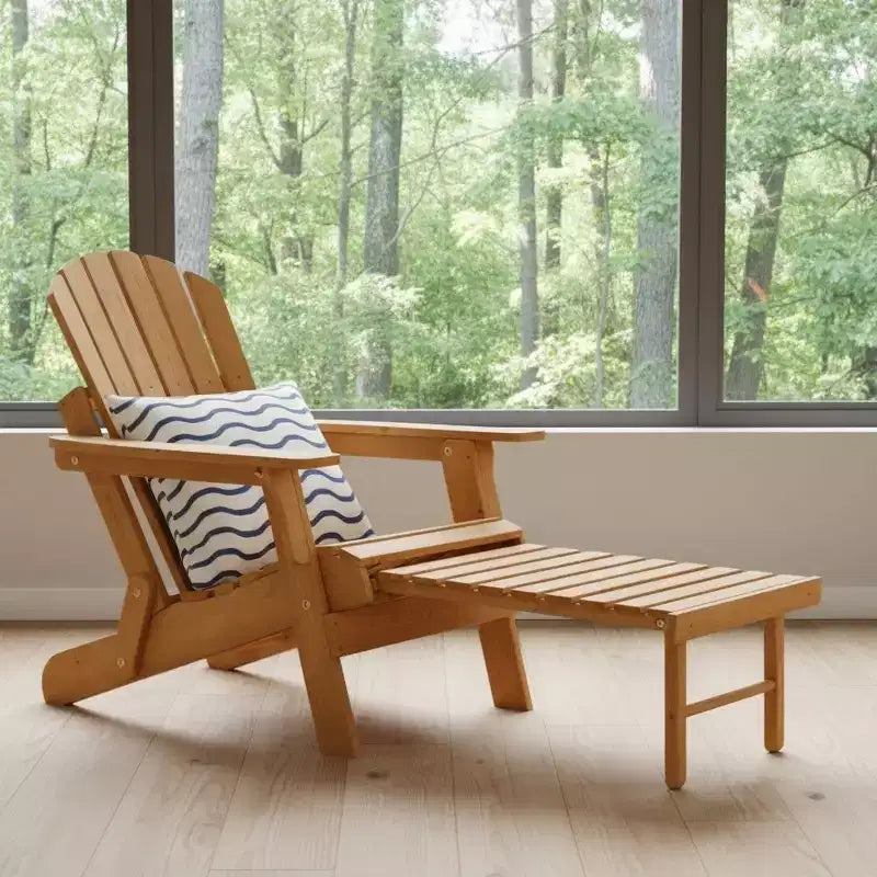 Okak Oversize Wooden Outdoor Adirondack Chair with Foldable Design, Outdoor Lounge Chair with Wide Arms, Patio Chair for Garden