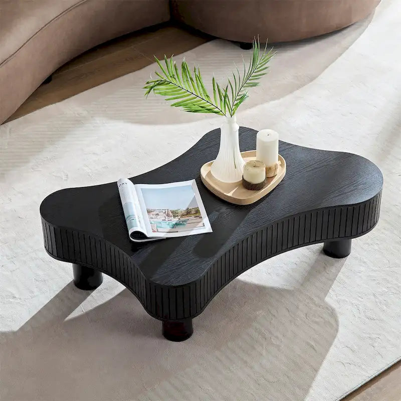 42.52 Inch Modern Wooden Drum Coffee Table