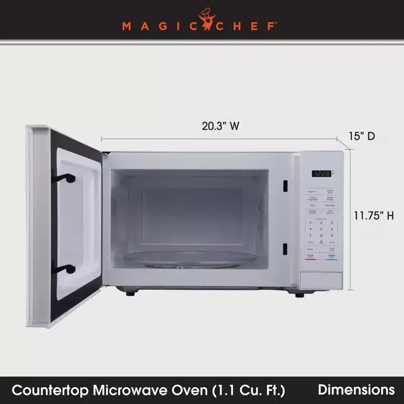 Magic Chef Countertop Microwave Oven with 6 Cook Modes & 11 Power Levels