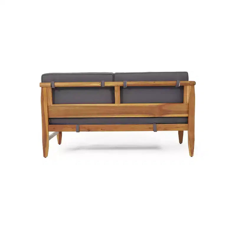 4pc Aston Outdoor Mid-Century Modern Acacia Wood Sectional Set with Cushions Teak/Dark Gray - Christopher Knight Home