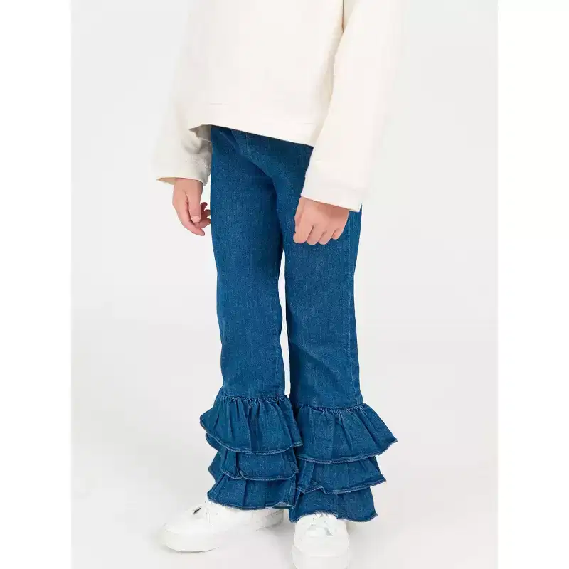 RuffleButts Girls Denim Flare Pants