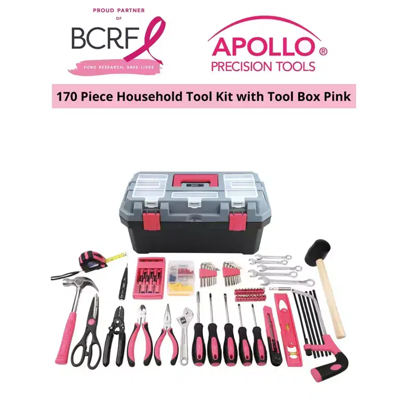 Apollo Tools 170pc Household Tool Kit with Tool Box