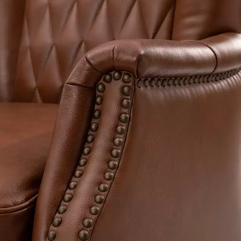 Valerius Genuine Leather Armchair with Nailhead Trims and Solid Wood Legs | HULALA HOME