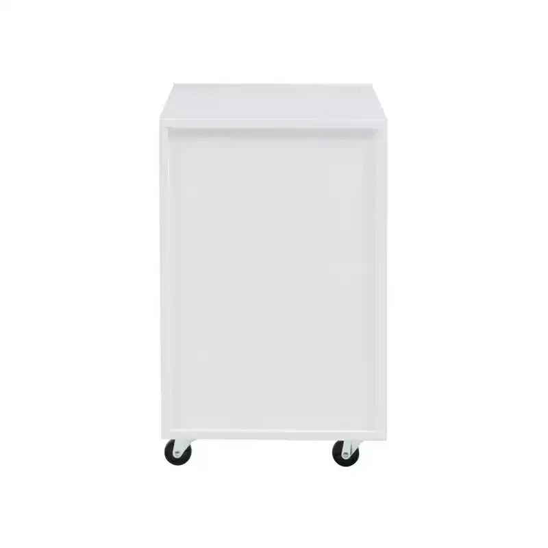 Wedeln 3 Drawer Rolling File Cabinet White Finish Wood - Powell: Mid-Century Modern, Veneer, Metal Hardware