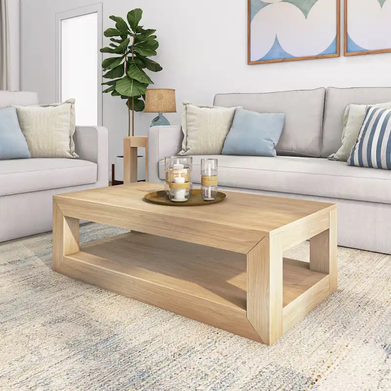 Modern Rectangular Coffee Table with Shelf