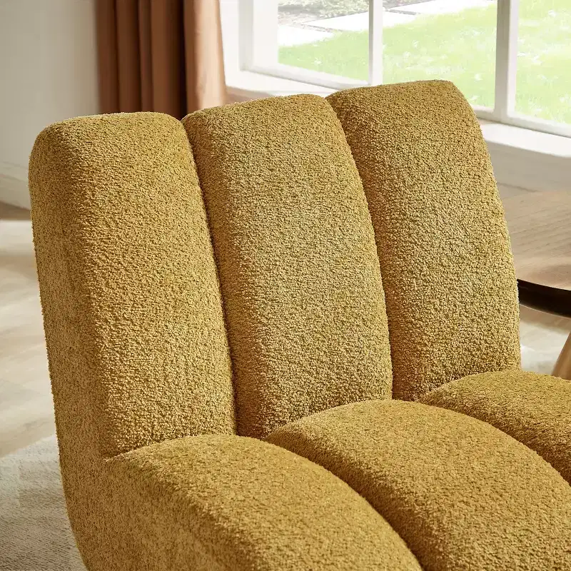 Art Leon Polar Fleece Fabric Upholstered Accent Slipper Chair with Rubber Wood Legs