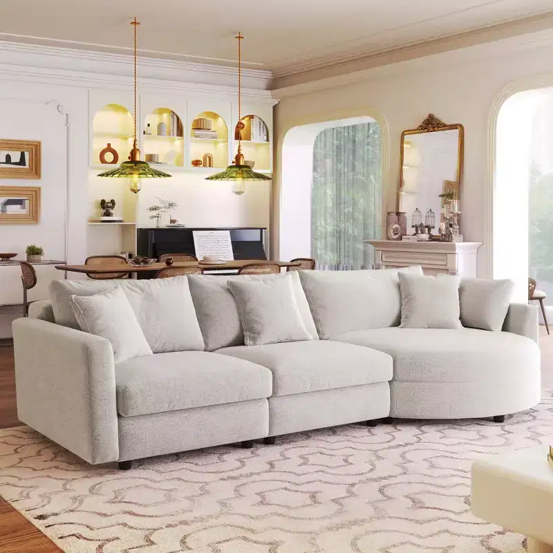 105.5 Upholstered Combination Sofas with Three Pillows and Curved Seat-ModernLuxe