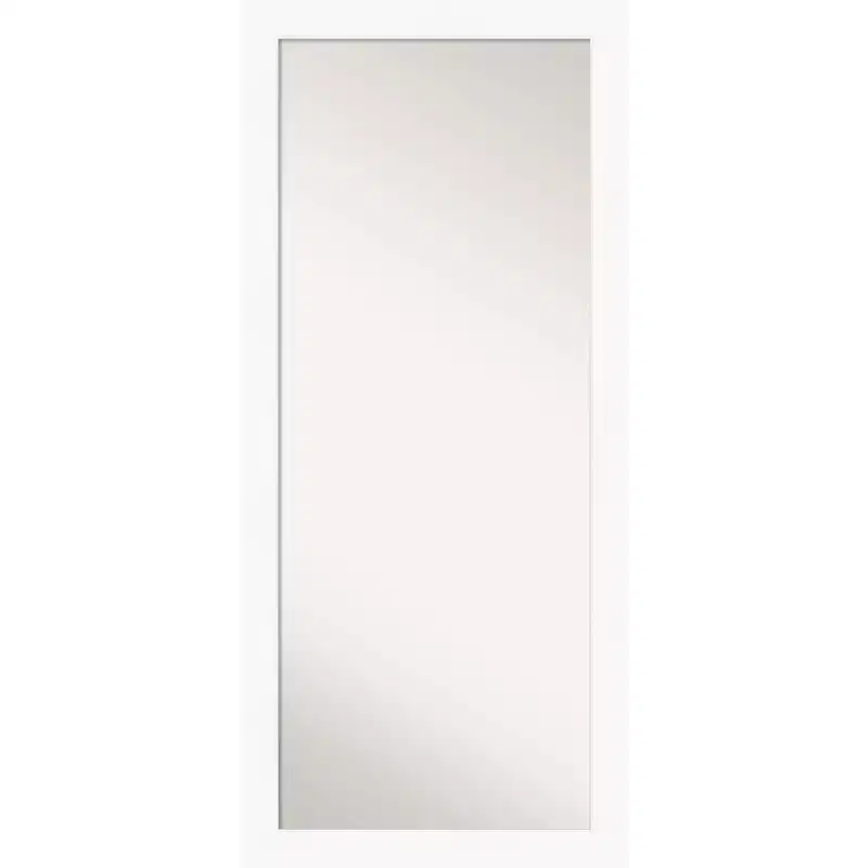 30 x 66 Non-Beveled Cabinet White Full Length Floor Leaner Mirror - Amanti Art