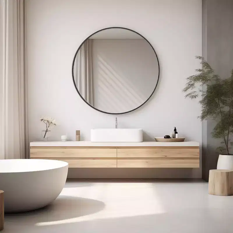 30-Inch Circular Wall Mirror, Hanging Mirror for Bathroom & Above Sink