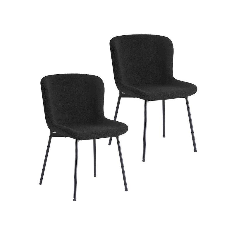 Fabric Upholstered Armless Dining Chairs with Powder-Coated Steel Legs, Set of 2