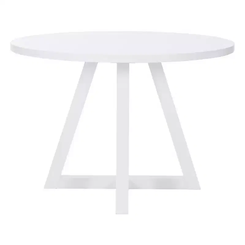 Powell Shelby Solid Wood Round Dining Table White: Seats 4, Lacquered Pedestal Base, 44 Width