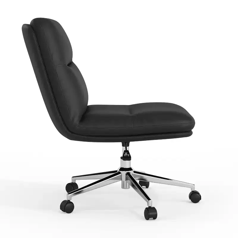 Emma and Oliver Mid-Back Armless Swivel Office Chair with Wheels, Padded Upholstered Back/Seat, Adjustable Height, and Sturdy Frame