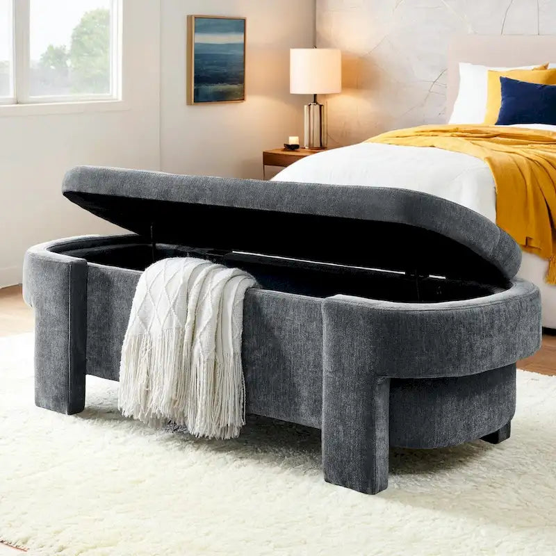 Upholstered Storage Bench with Large Storage Space