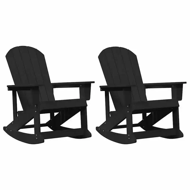 vidaXL Adirondack Rocking Chairs 2 pcs Black HDPE - Black Without Table