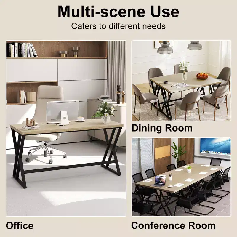 Costway 2PCS 59 Computer Desk Large Industrial Home Office Desk w/Heavy-duty Metal Frame