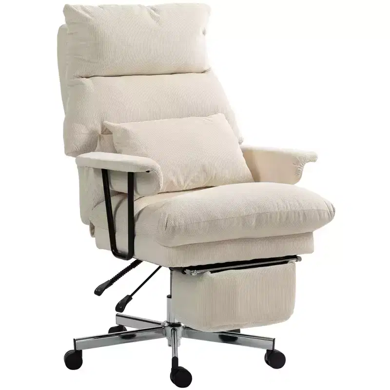 Executive Office Chair with Lumbar Support, Footrest, High Back Reclining Overstuffed Desk Chair
