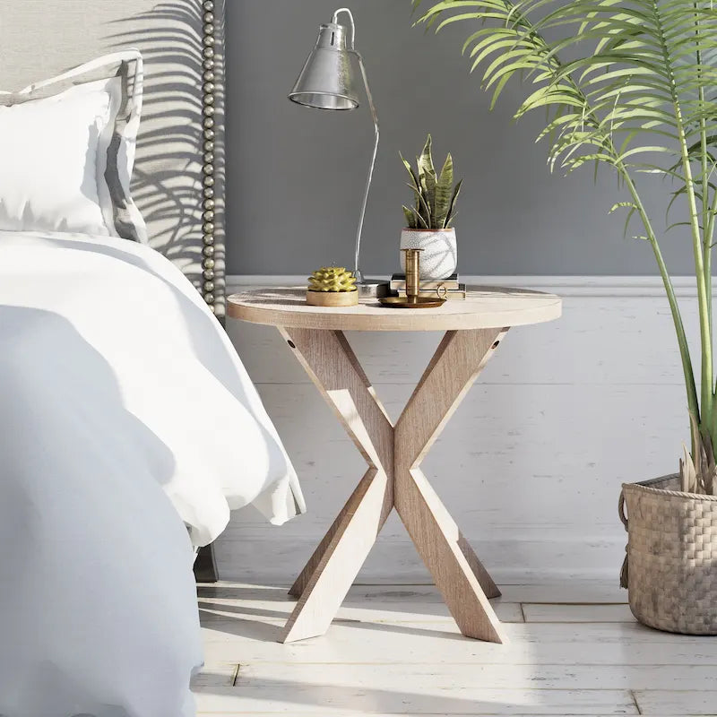 Farmhouse Cross Leg End Table