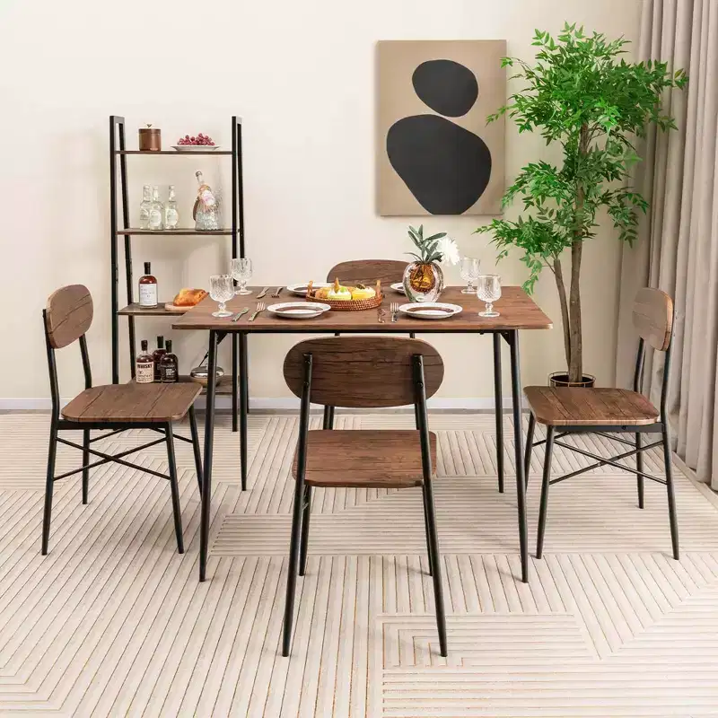 Costway 5-Piece Dining Table Set for 4 Modern Kitchen Dining Room Furniture Set
