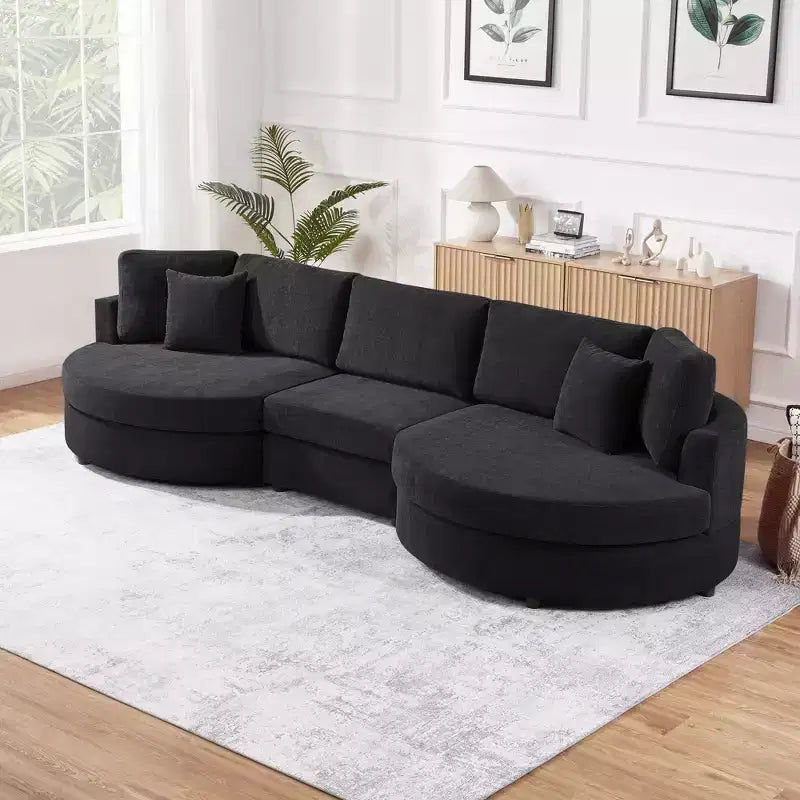 Christopher Knight Home Baldum Modern 3-Seater 129 Chenille Upholstered Sofa with Curved Design and Thick Cushions